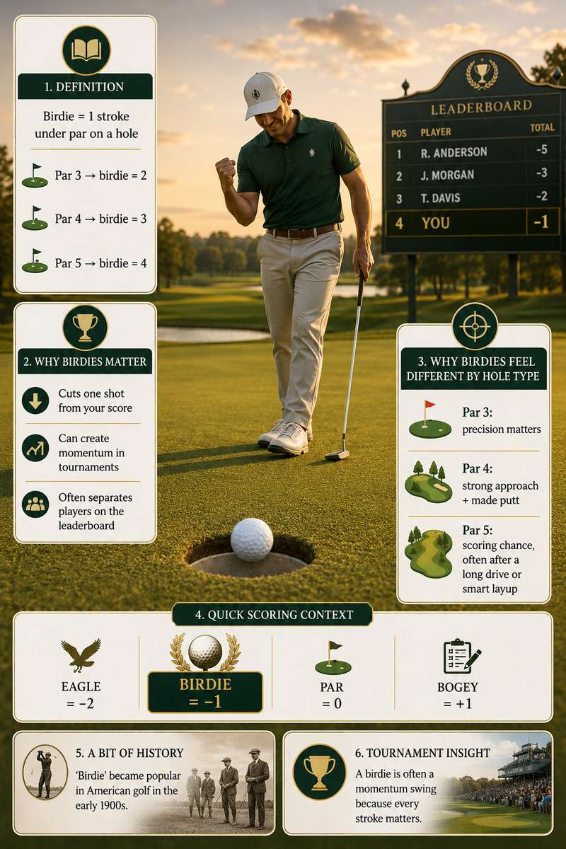 Golf scorecard with a circled birdie notation showing one under par