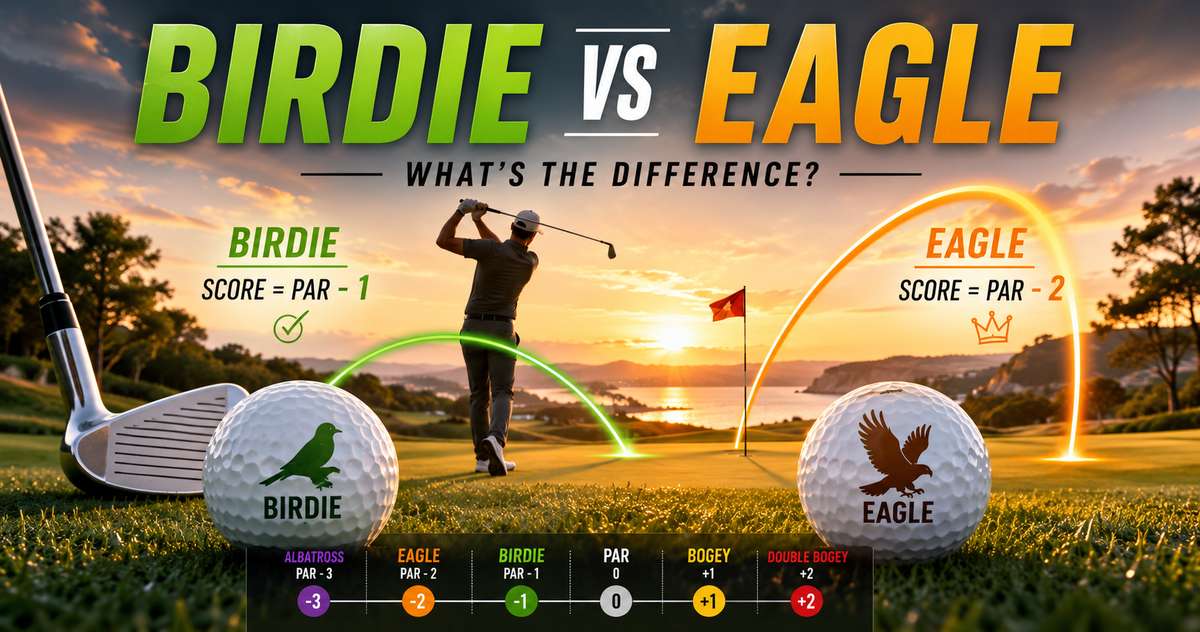 Golfer hitting a tee shot on a par-4 fairway setting up a birdie opportunity