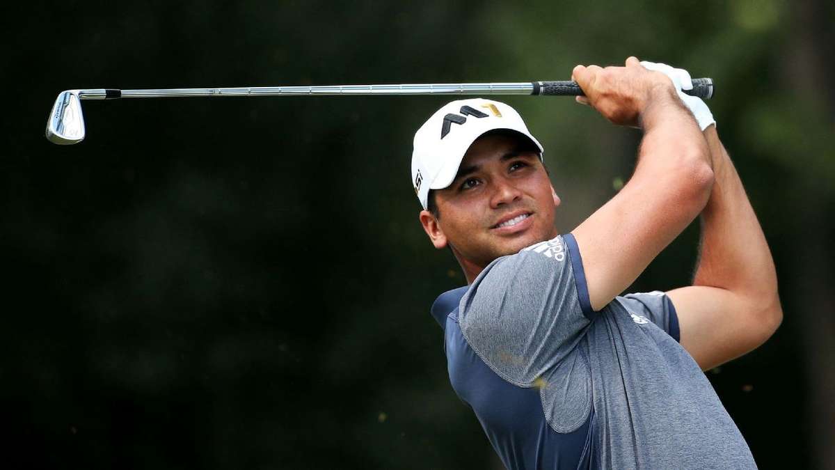 Close-up of Jason Day's follow-through with focused expression, illustrating intensity and concentration