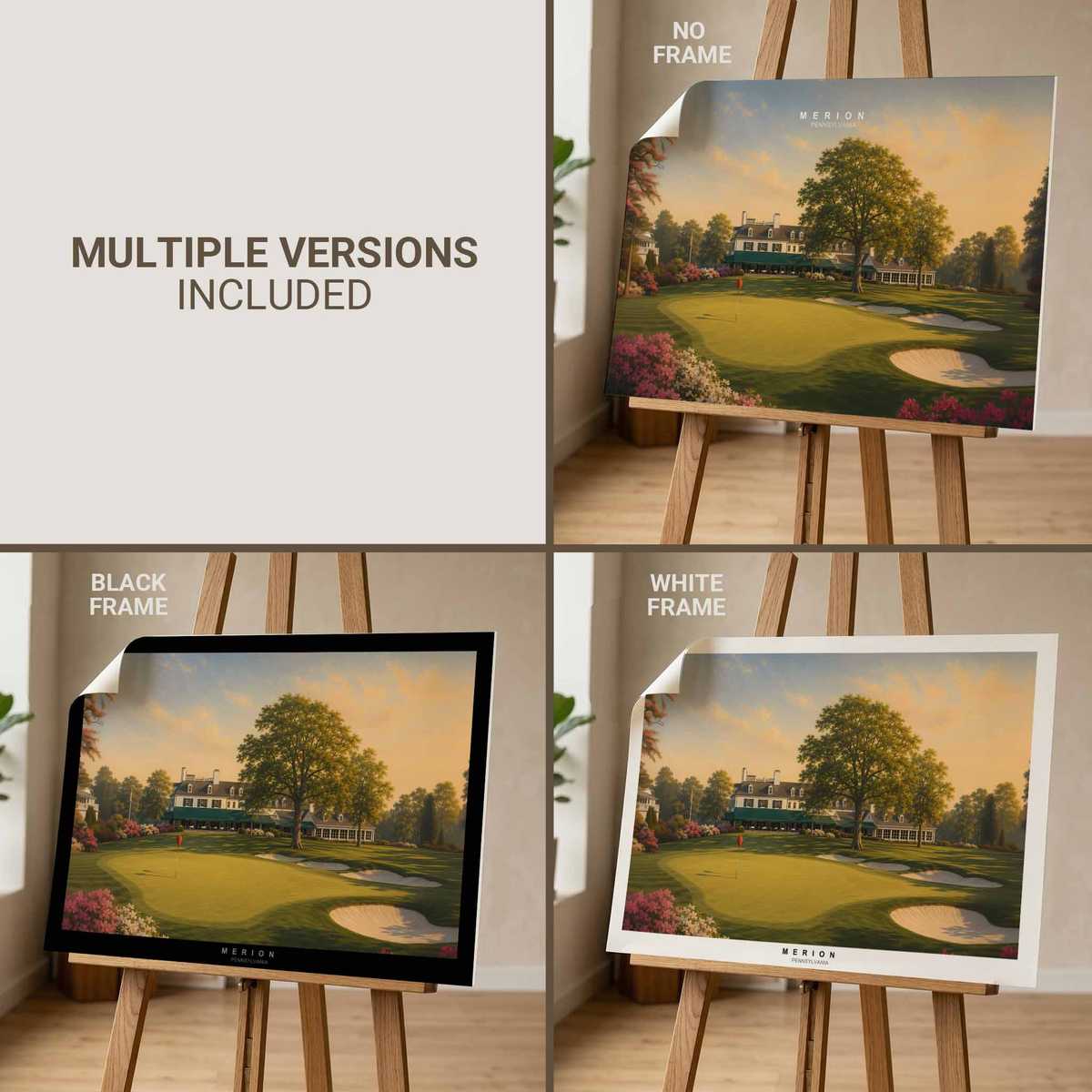 Intimate view of Merion East with a golfer carrying wicker baskets near the green, vintage tones and soft edges