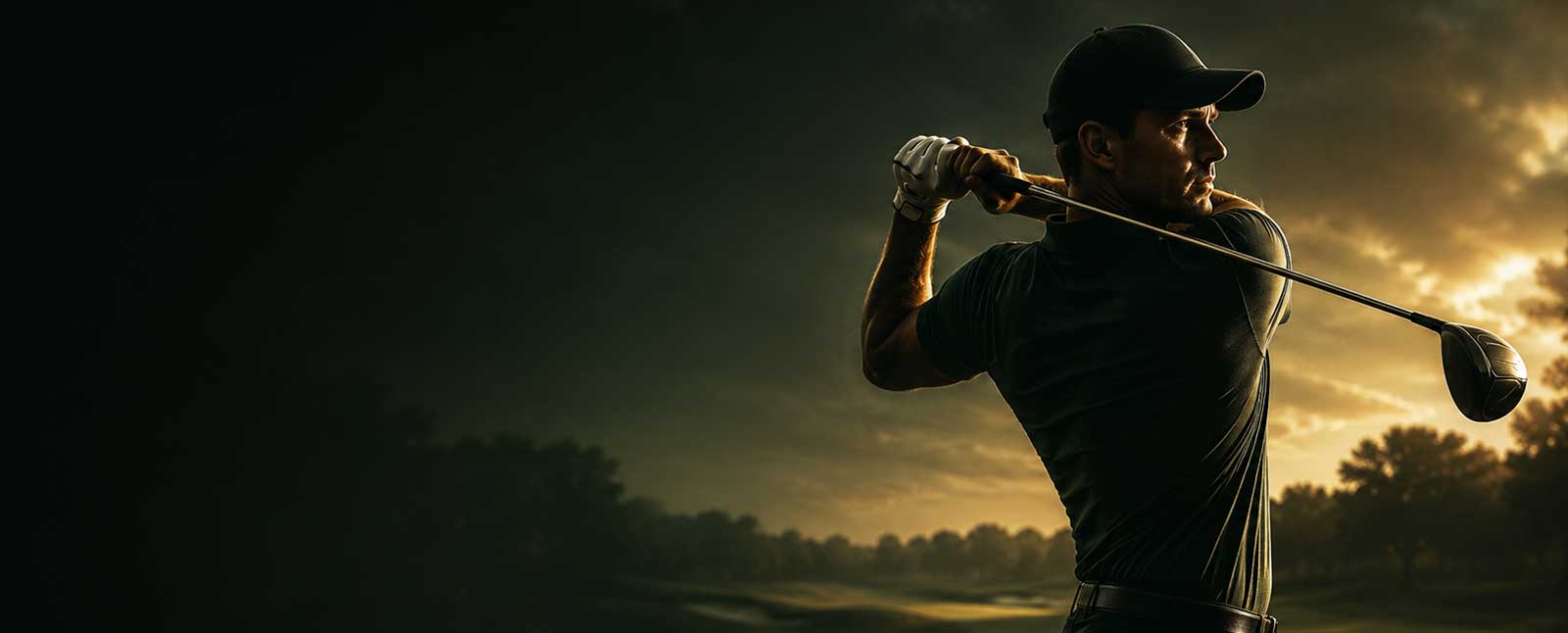 Close-up of a golfer confidently lining up a short putt on a manicured green