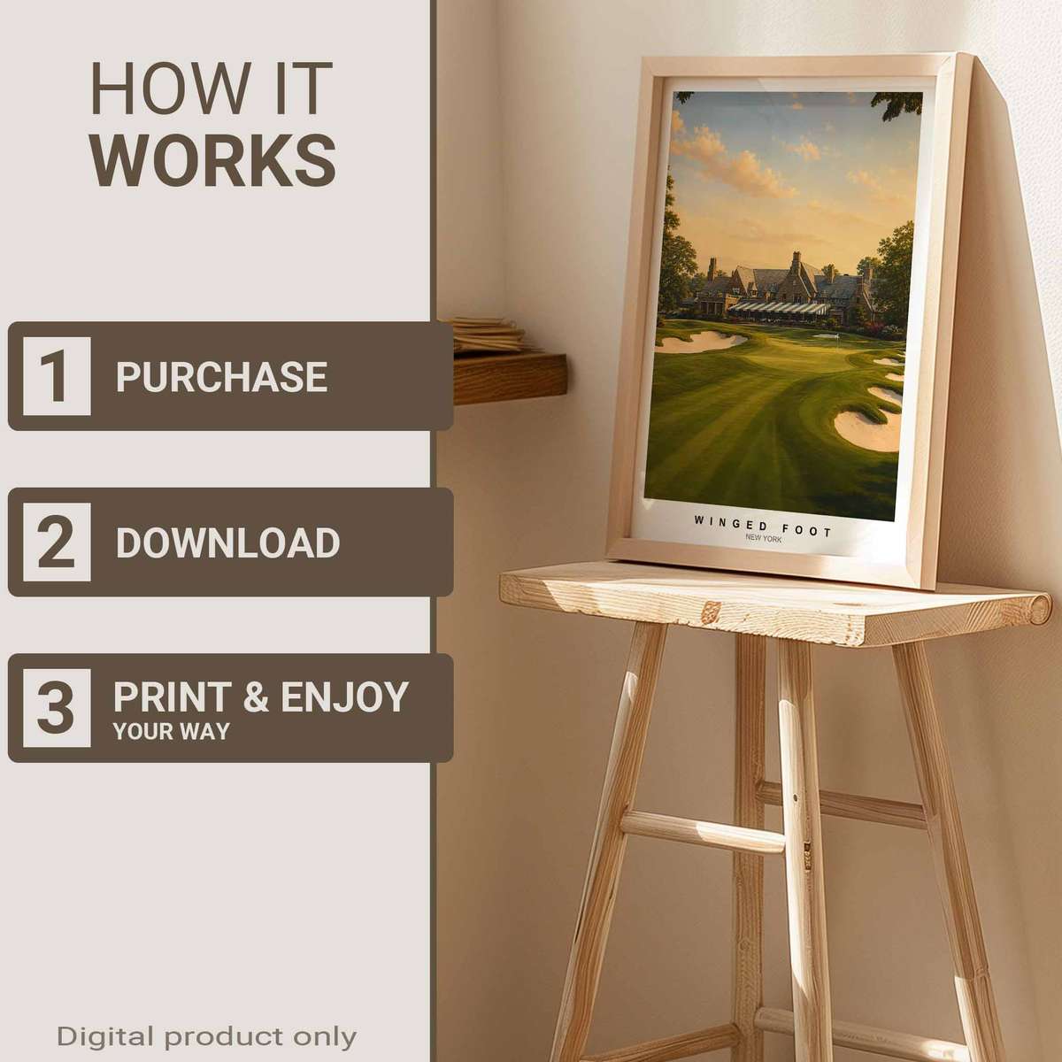 Silhouetted golfer framed by dense trees and strict architectural lines capturing visual gravity